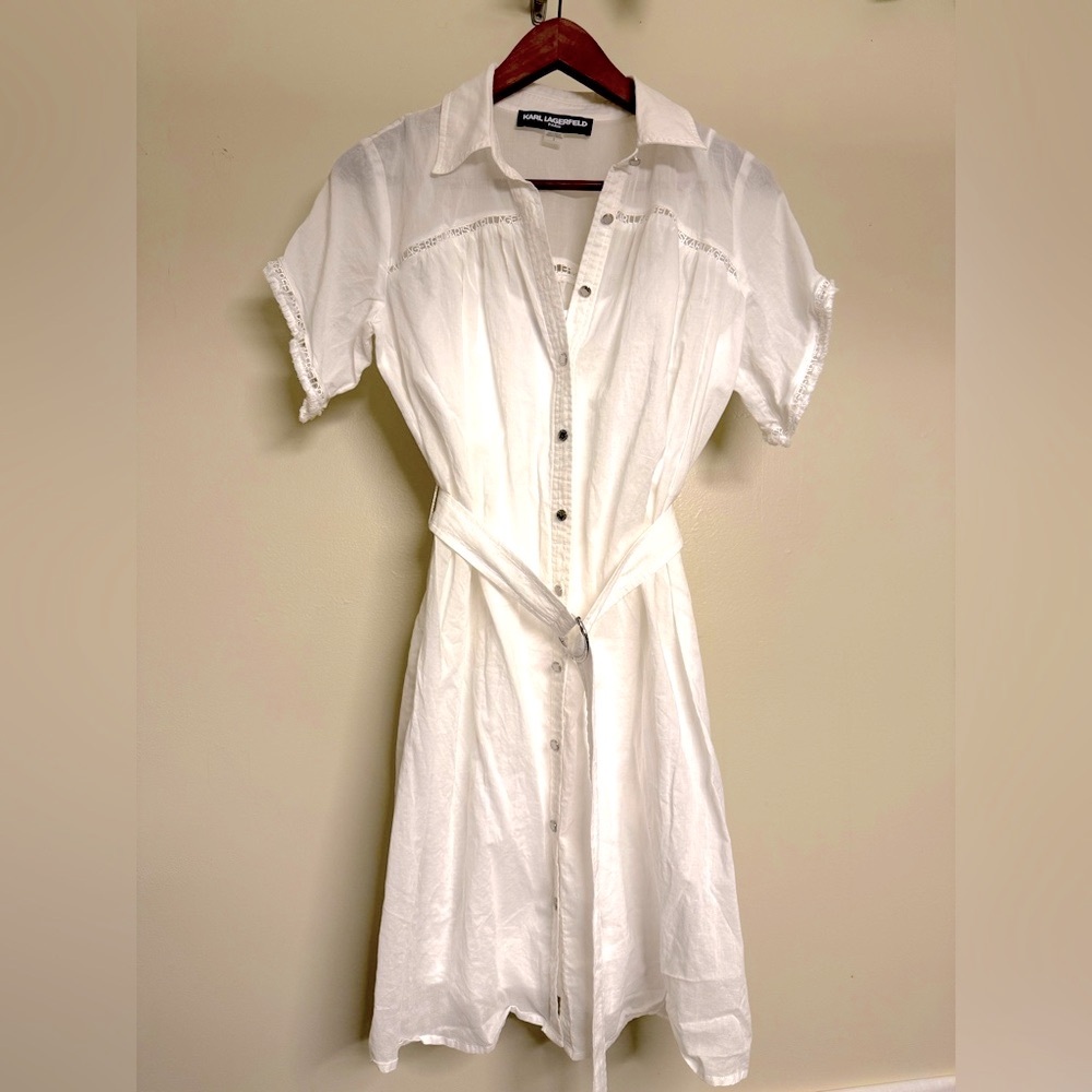 KARL LAGERFELD White Button-Up Dress COTTON sz2
